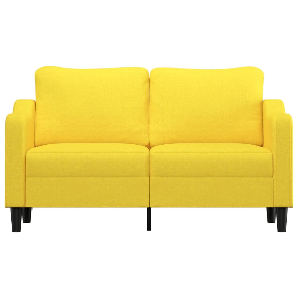 vidaXL Sofa 2-osobowa, jasnożółta, 140 cm, tapicerowana tkaniną