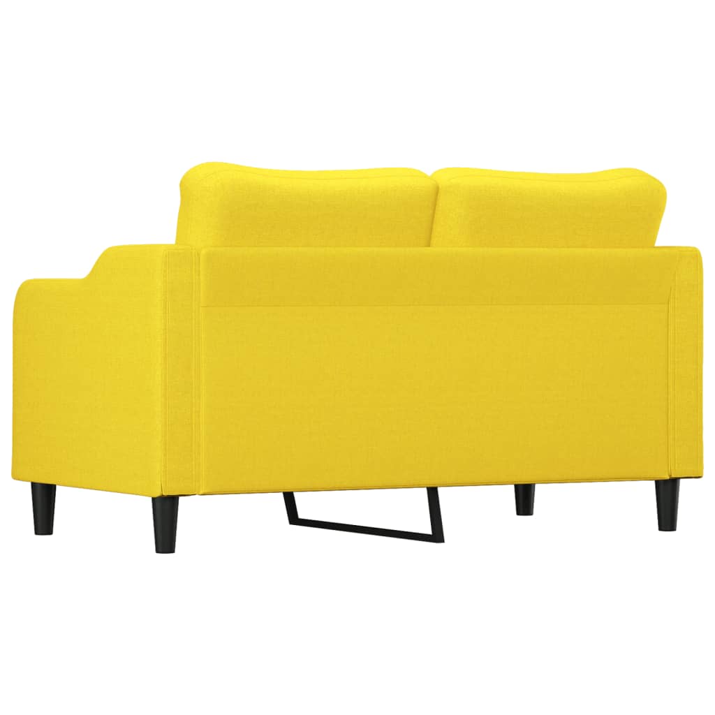 vidaXL Sofa 2-osobowa, jasnożółta, 140 cm, tapicerowana tkaniną