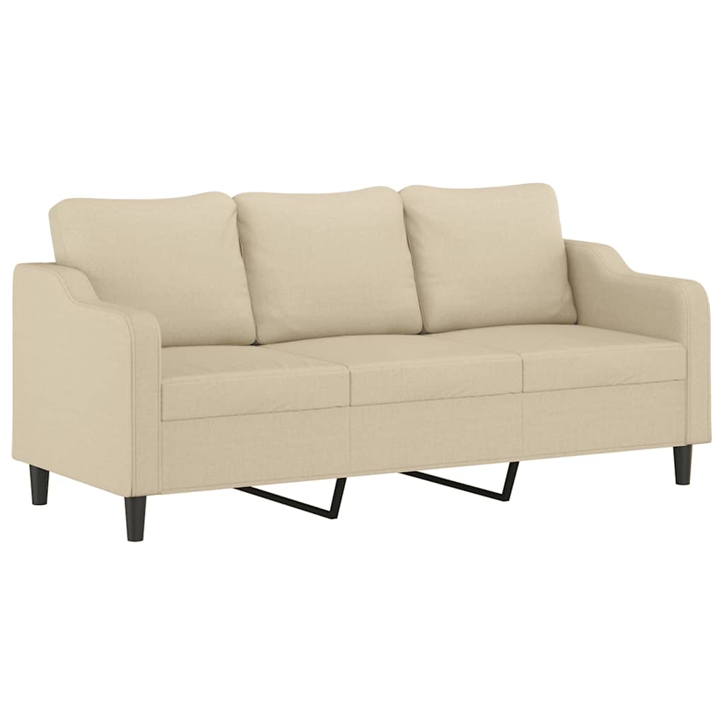 vidaXL 3-osobowa sofa, kremowa, 180 cm, tapicerowana tkaniną
