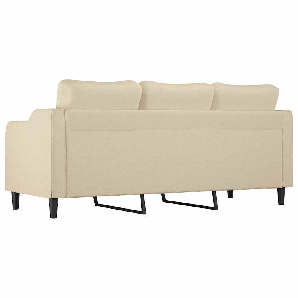 vidaXL 3-osobowa sofa, kremowa, 180 cm, tapicerowana tkaniną