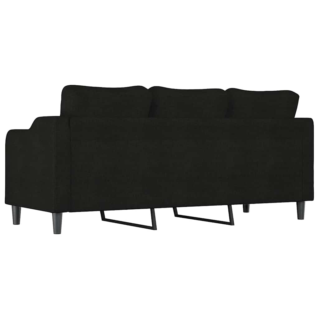 vidaXL Sofa 3-osobowa, czarna, 180 cm, tapicerowana tkaniną