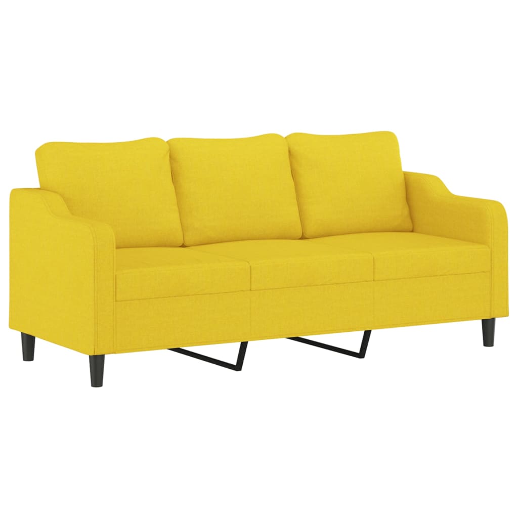 vidaXL Sofa 3-osobowa, jasnożółta, 180 cm, tapicerowana tkaniną