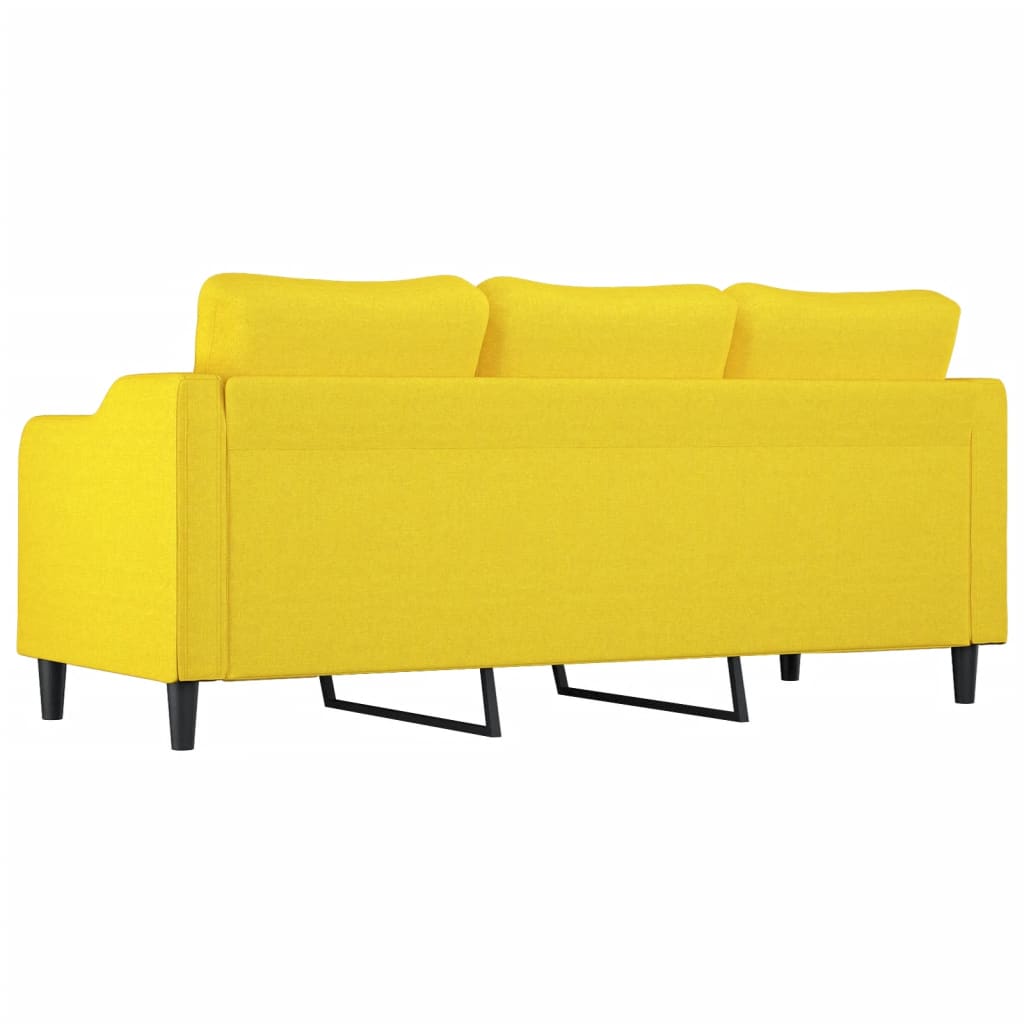 vidaXL Sofa 3-osobowa, jasnożółta, 180 cm, tapicerowana tkaniną