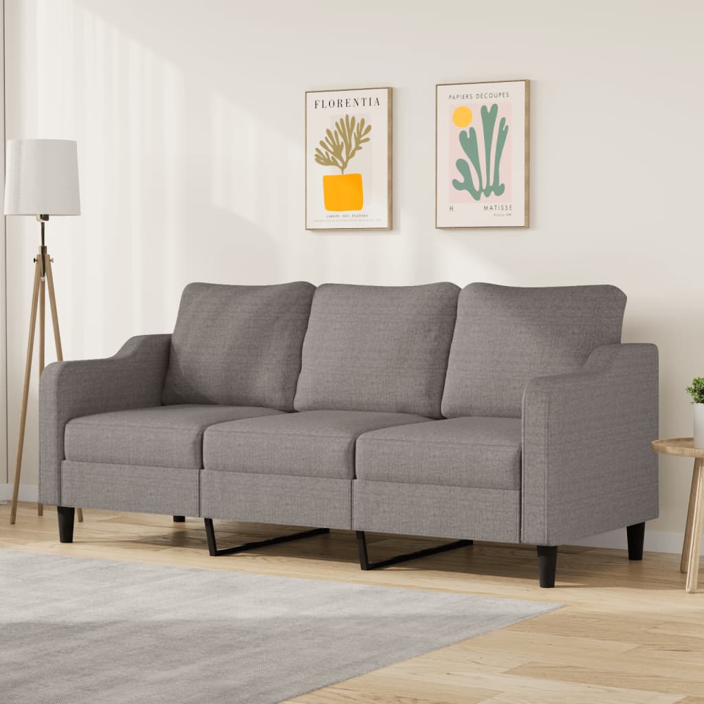 vidaXL Sofa 3-osobowa, kolor taupe, 180 cm, tapicerowana tkaniną