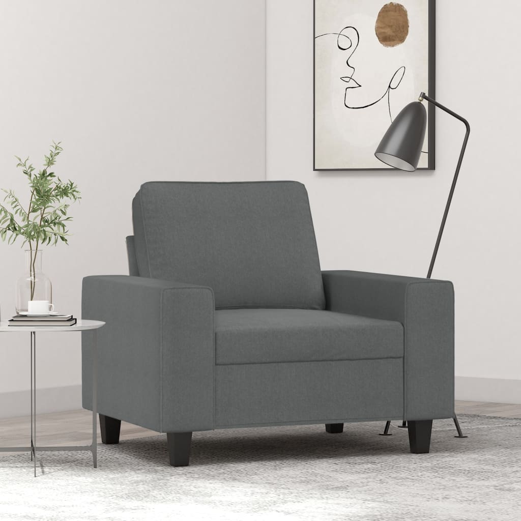 vidaXL Fotel, ciemnoszary, 60 cm, obity tkaniną