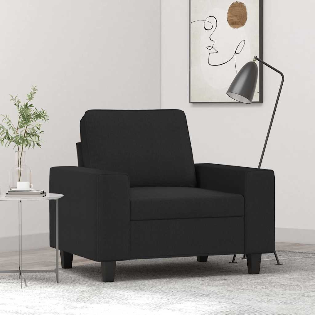vidaXL Fotel, czarny, 60 cm, obity tkaniną