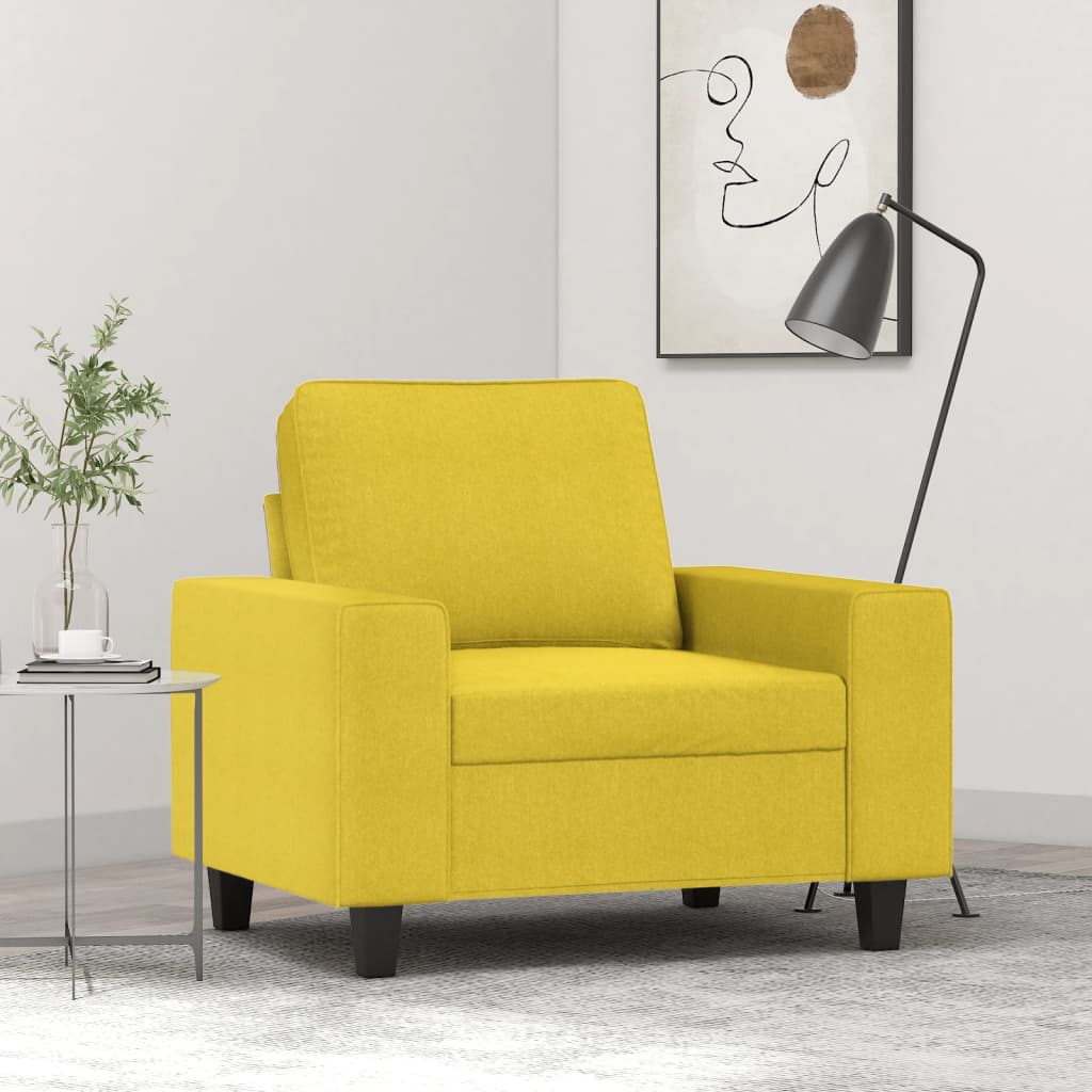 vidaXL Fotel, jasnożółty, 60 cm, obity tkaniną
