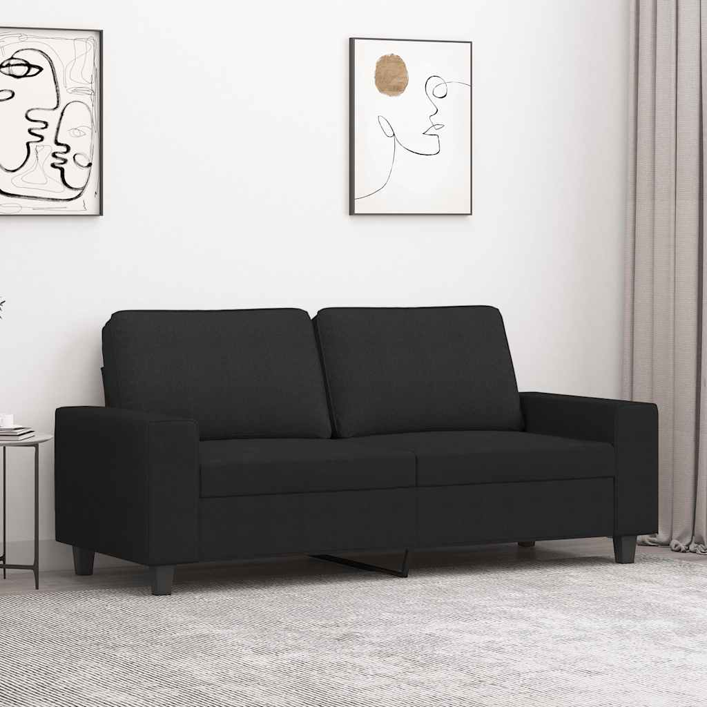 vidaXL Sofa 2-osobowa, czarna, 140 cm, tapicerowana tkaniną