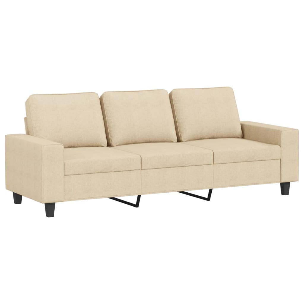 vidaXL 3-osobowa sofa, kremowa, 180 cm, tapicerowana tkaniną