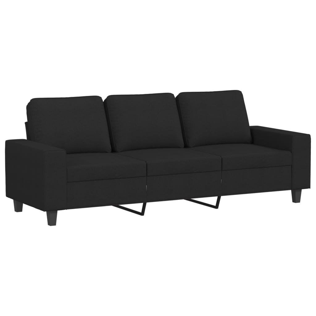 vidaXL Sofa 3-osobowa, czarna, 180 cm, tapicerowana tkaniną