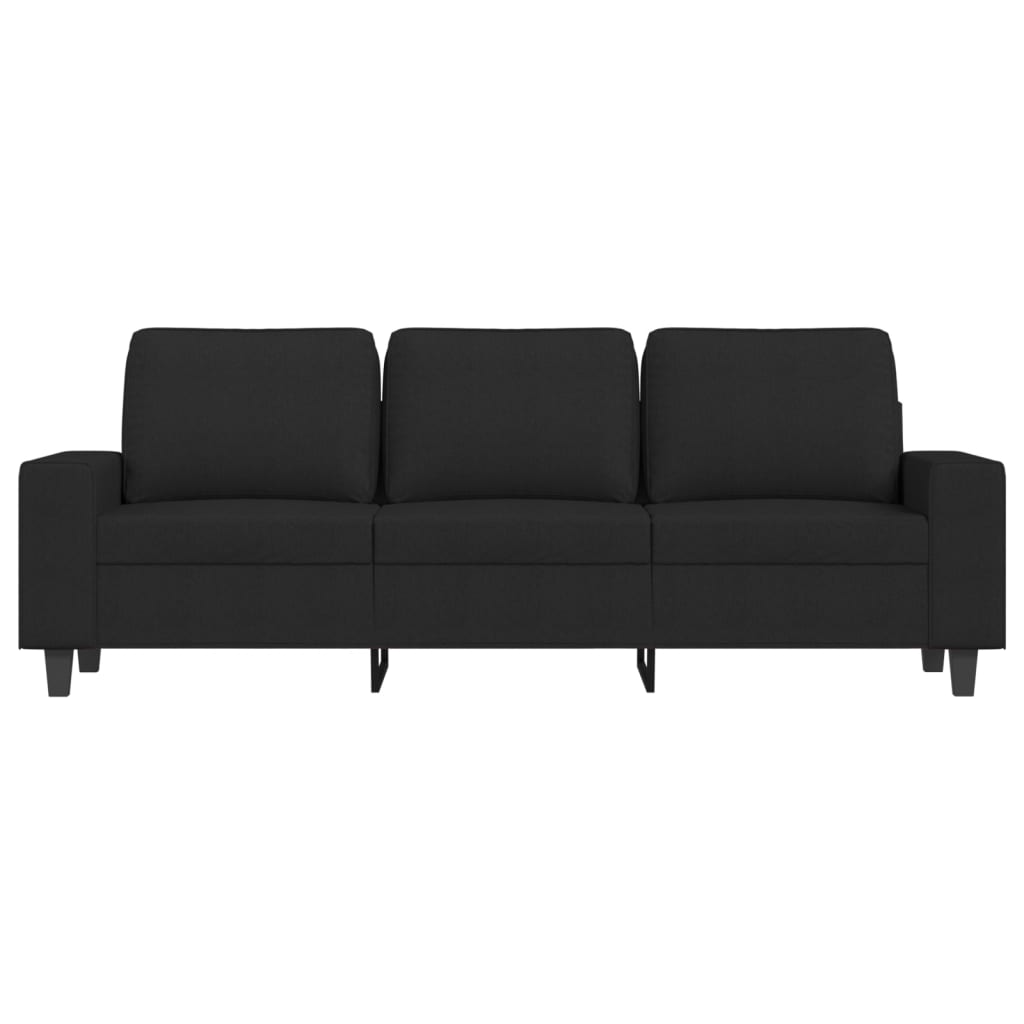 vidaXL Sofa 3-osobowa, czarna, 180 cm, tapicerowana tkaniną