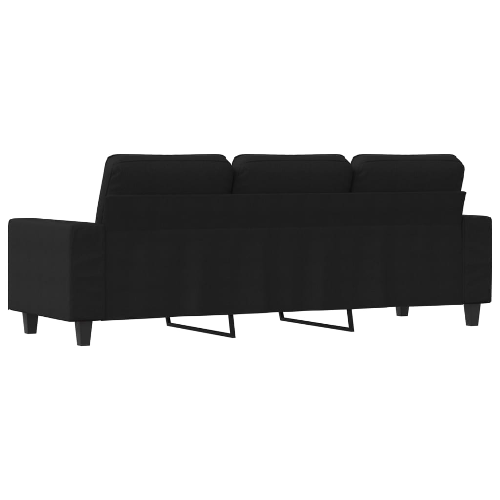 vidaXL Sofa 3-osobowa, czarna, 180 cm, tapicerowana tkaniną