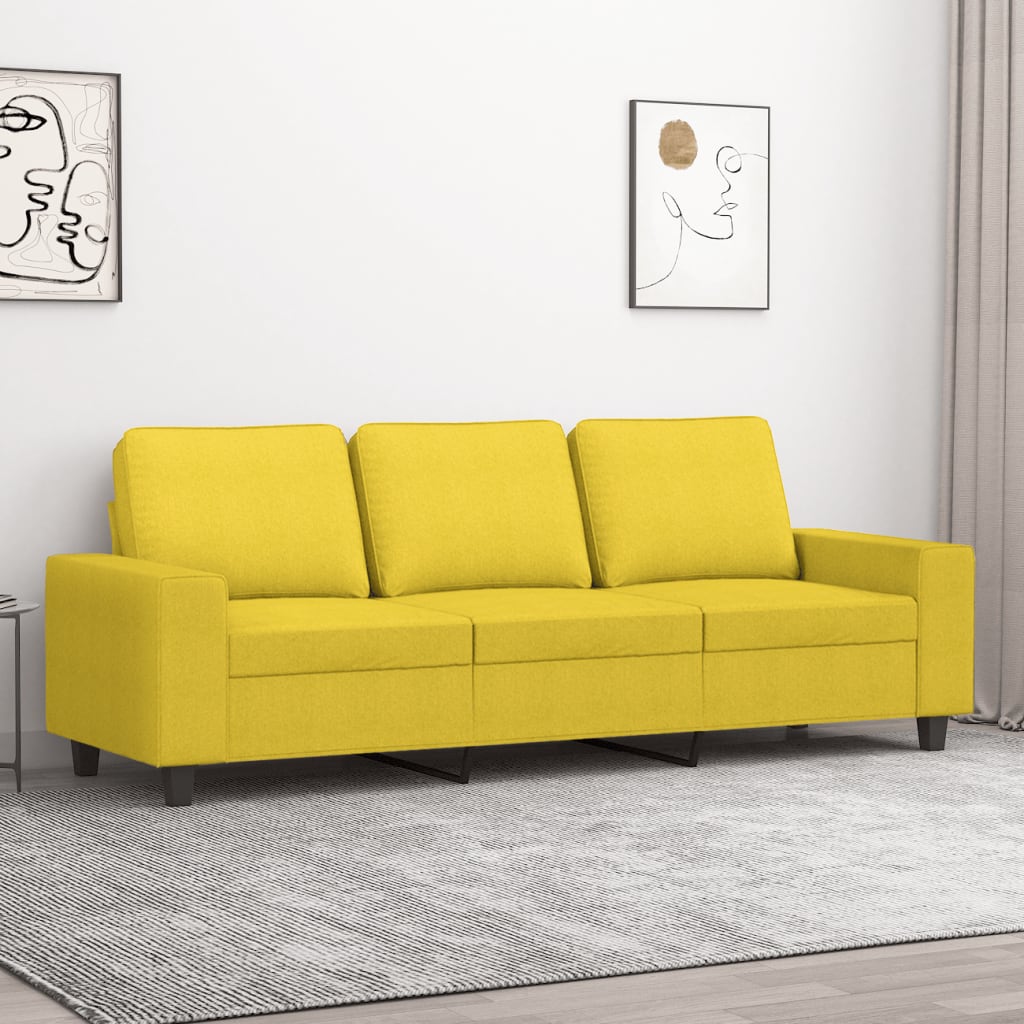 vidaXL Sofa 3-osobowa, jasnożółta, 180 cm, tapicerowana tkaniną