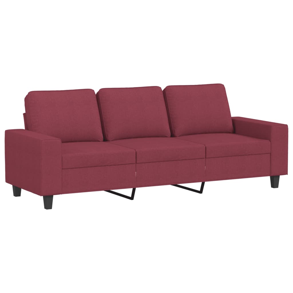 vidaXL Sofa 3-osobowa, winna czerwień, 180 cm,tapicerowana tkaniną