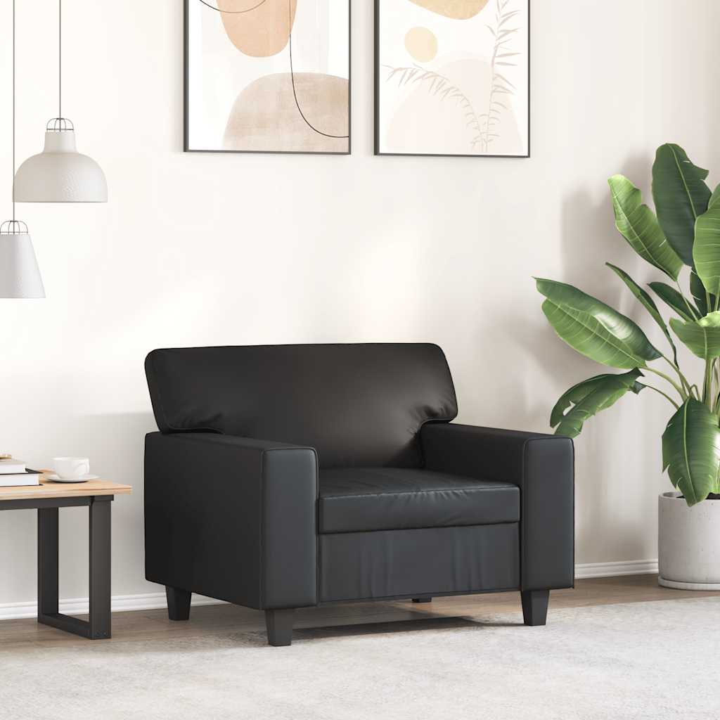 vidaXL Fotel, czarny, 60 cm, obity sztuczną skórą
