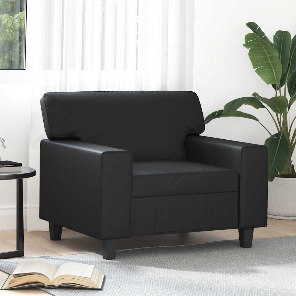 vidaXL Fotel, czarny, 60 cm, obity sztuczną skórą