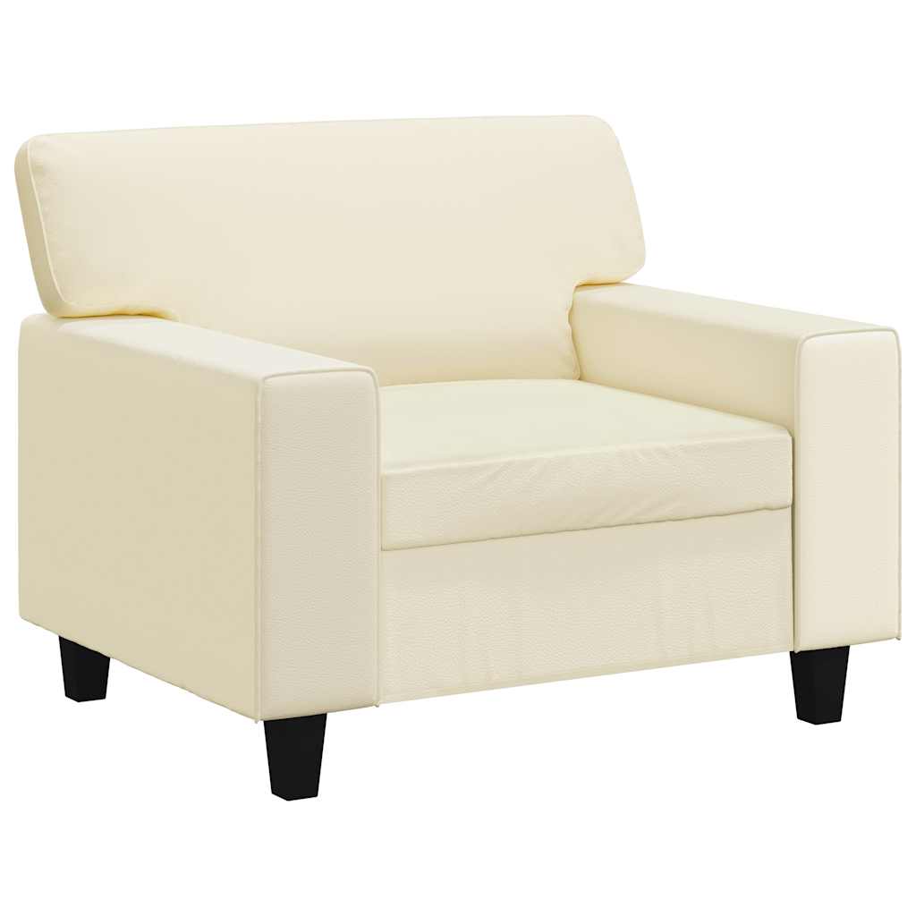 vidaXL Fotel, kremowy, 60 cm, obity sztuczną skórą