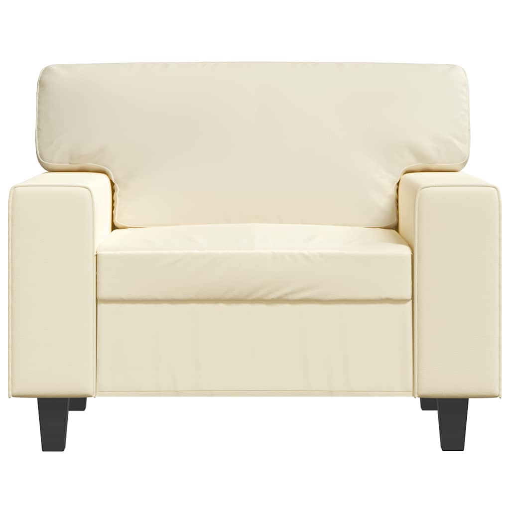vidaXL Fotel, kremowy, 60 cm, obity sztuczną skórą
