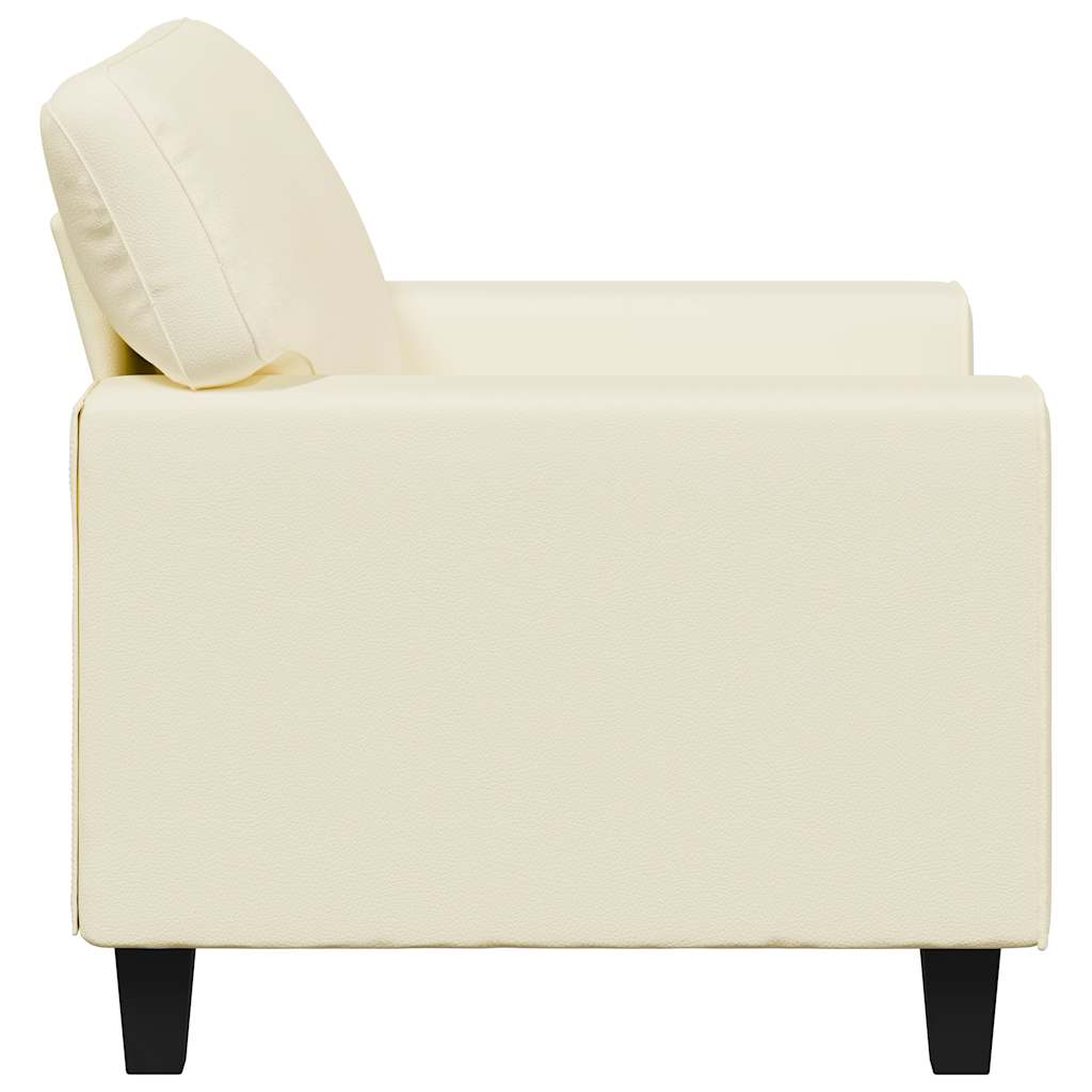 vidaXL Fotel, kremowy, 60 cm, obity sztuczną skórą