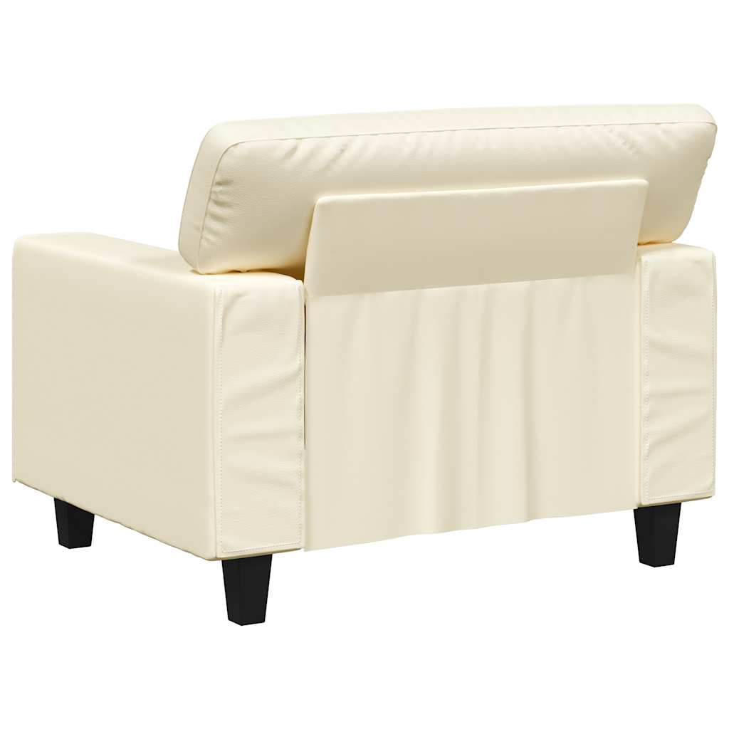 vidaXL Fotel, kremowy, 60 cm, obity sztuczną skórą