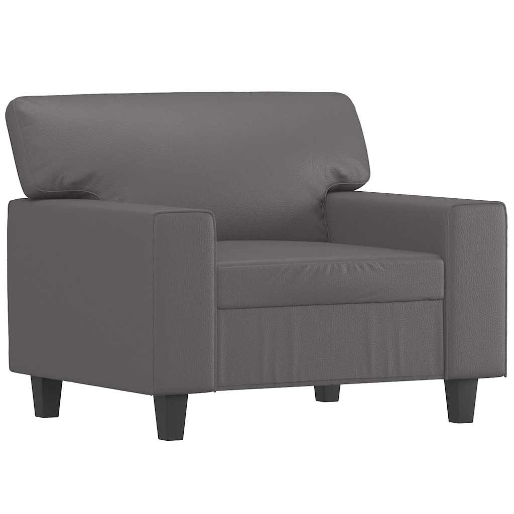 vidaXL Fotel, szary, 60 cm, obity sztuczną skórą