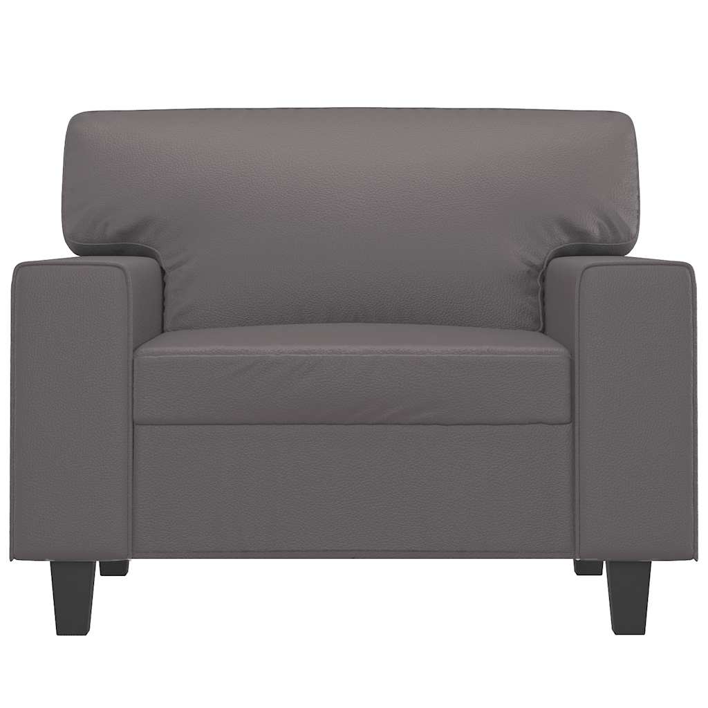 vidaXL Fotel, szary, 60 cm, obity sztuczną skórą