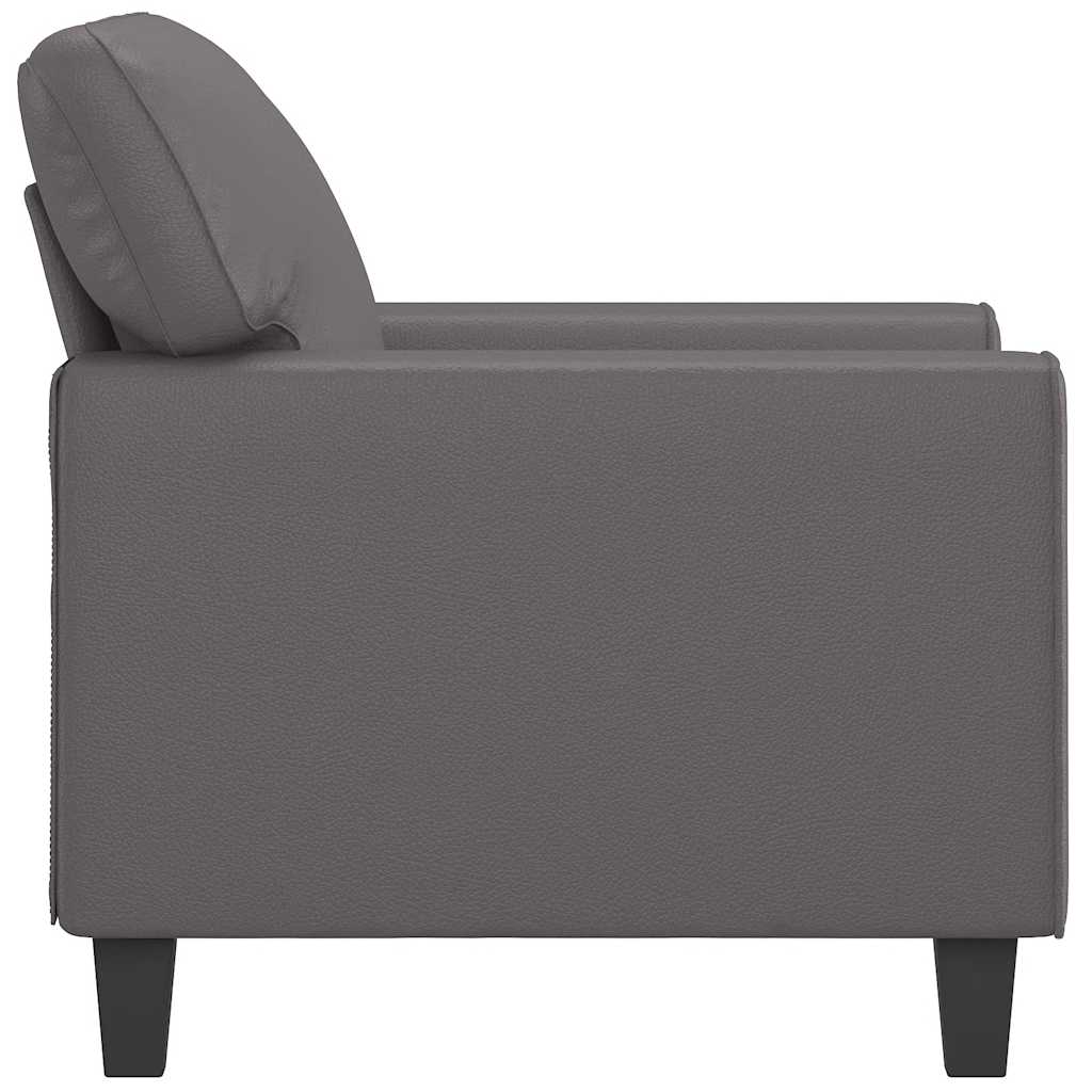 vidaXL Fotel, szary, 60 cm, obity sztuczną skórą