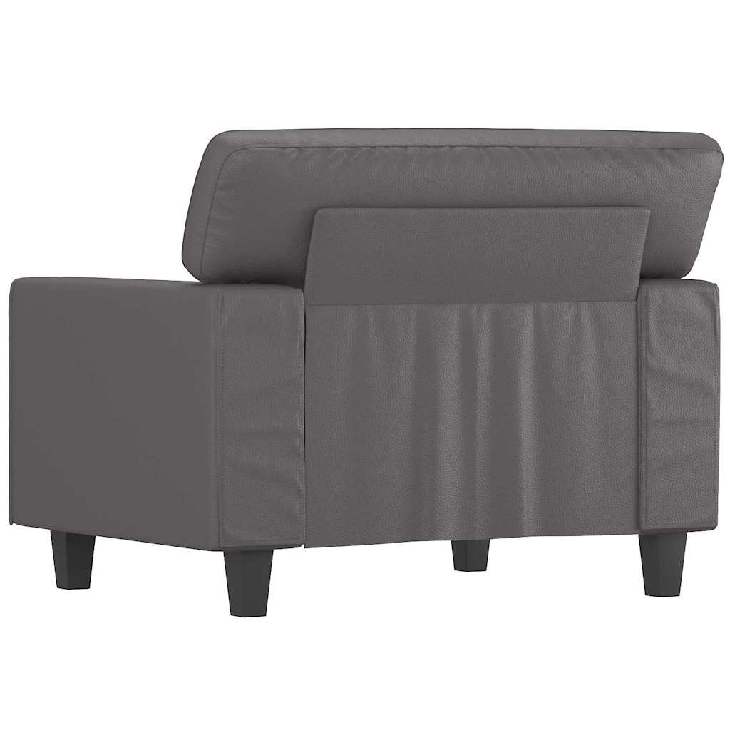 vidaXL Fotel, szary, 60 cm, obity sztuczną skórą