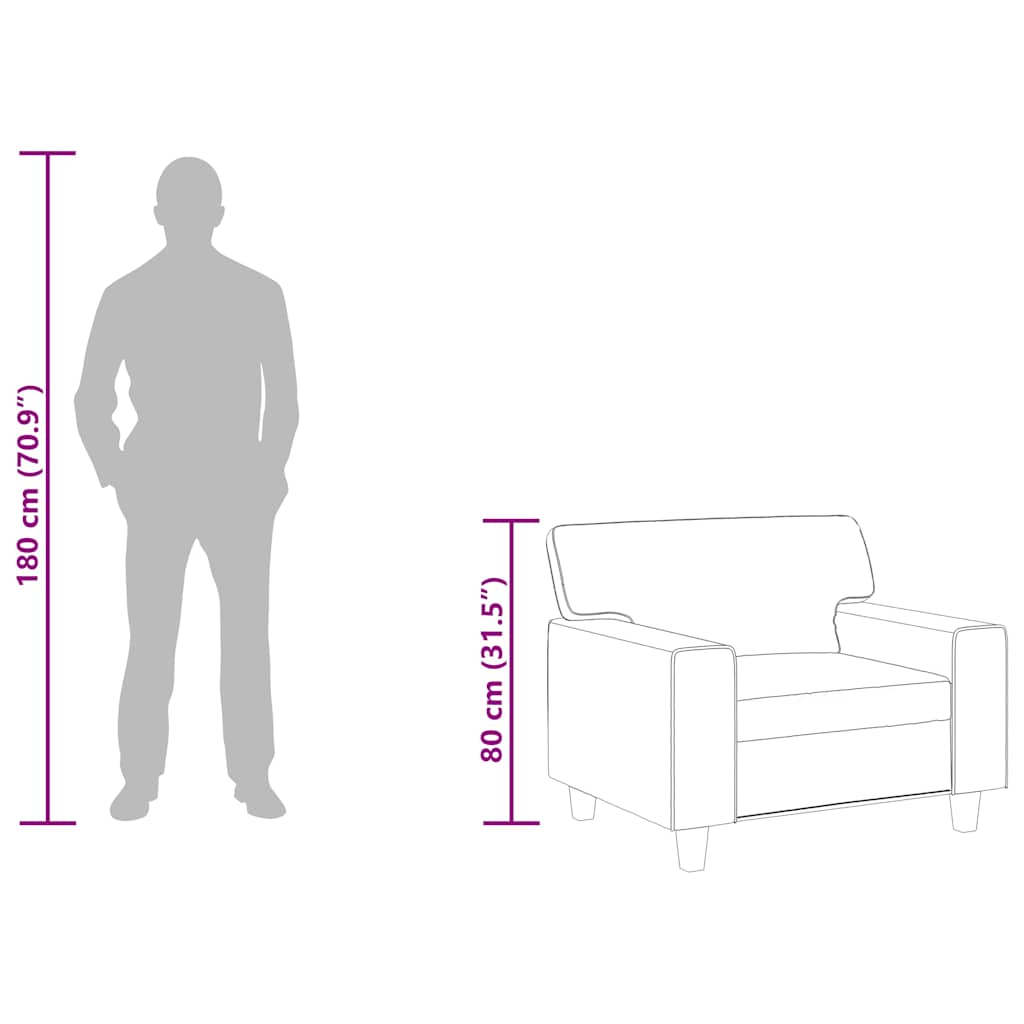 vidaXL Fotel, szary, 60 cm, obity sztuczną skórą