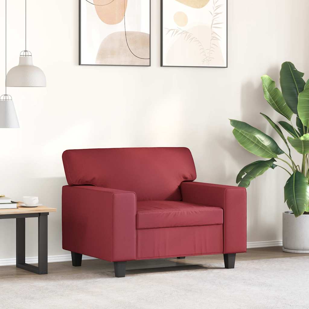 vidaXL Fotel, winna czerwień, 60 cm, obity sztuczną skórą