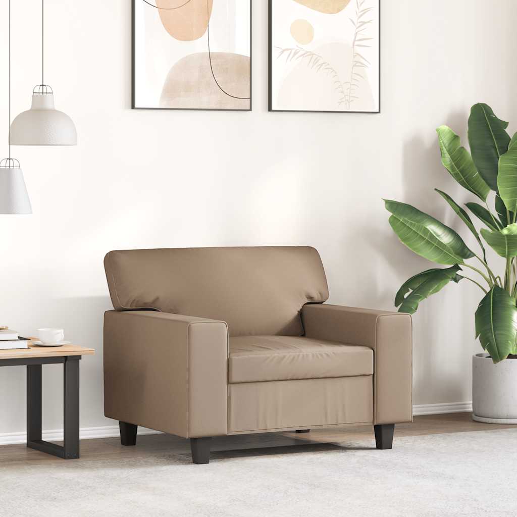 vidaXL Fotel, kolor cappuccino, 60 cm, obity sztuczną skórą