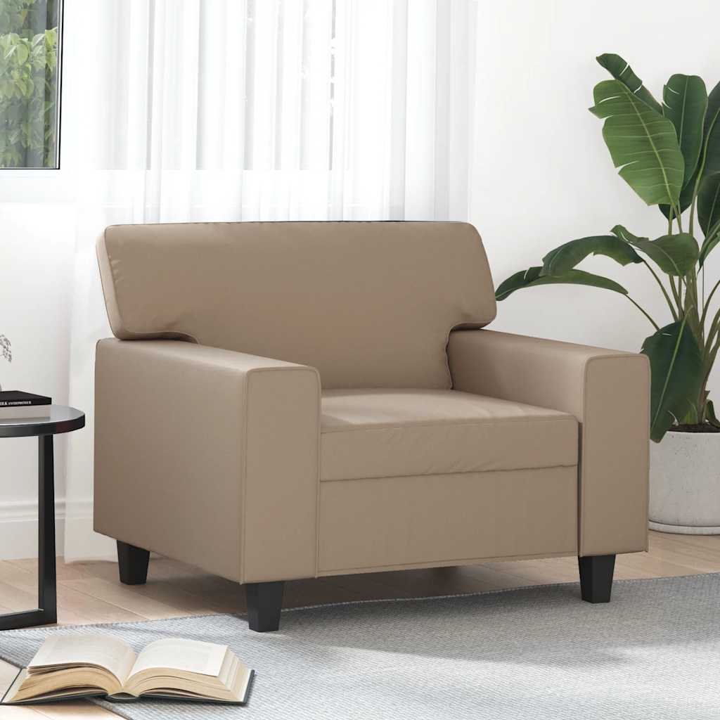 vidaXL Fotel, kolor cappuccino, 60 cm, obity sztuczną skórą