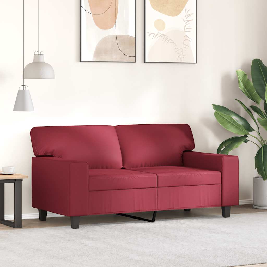 vidaXL 2-osobowa sofa, winna czerwień, 120 cm, sztuczna skóra