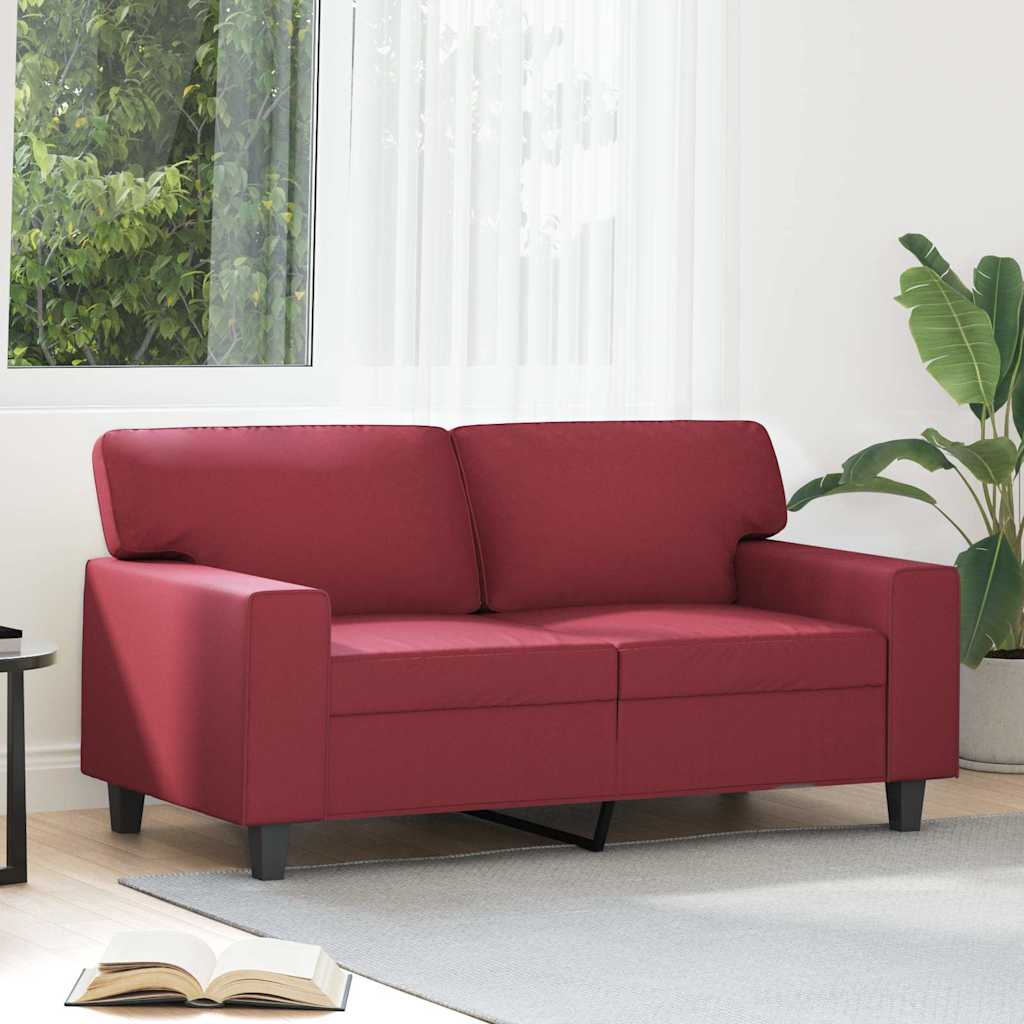 vidaXL 2-osobowa sofa, winna czerwień, 120 cm, sztuczna skóra