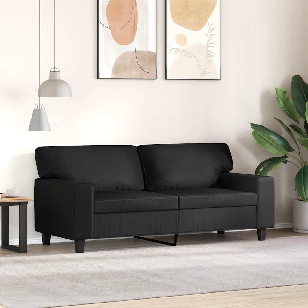 vidaXL 2-osobowa sofa, czarna, 140 cm, sztuczna skóra