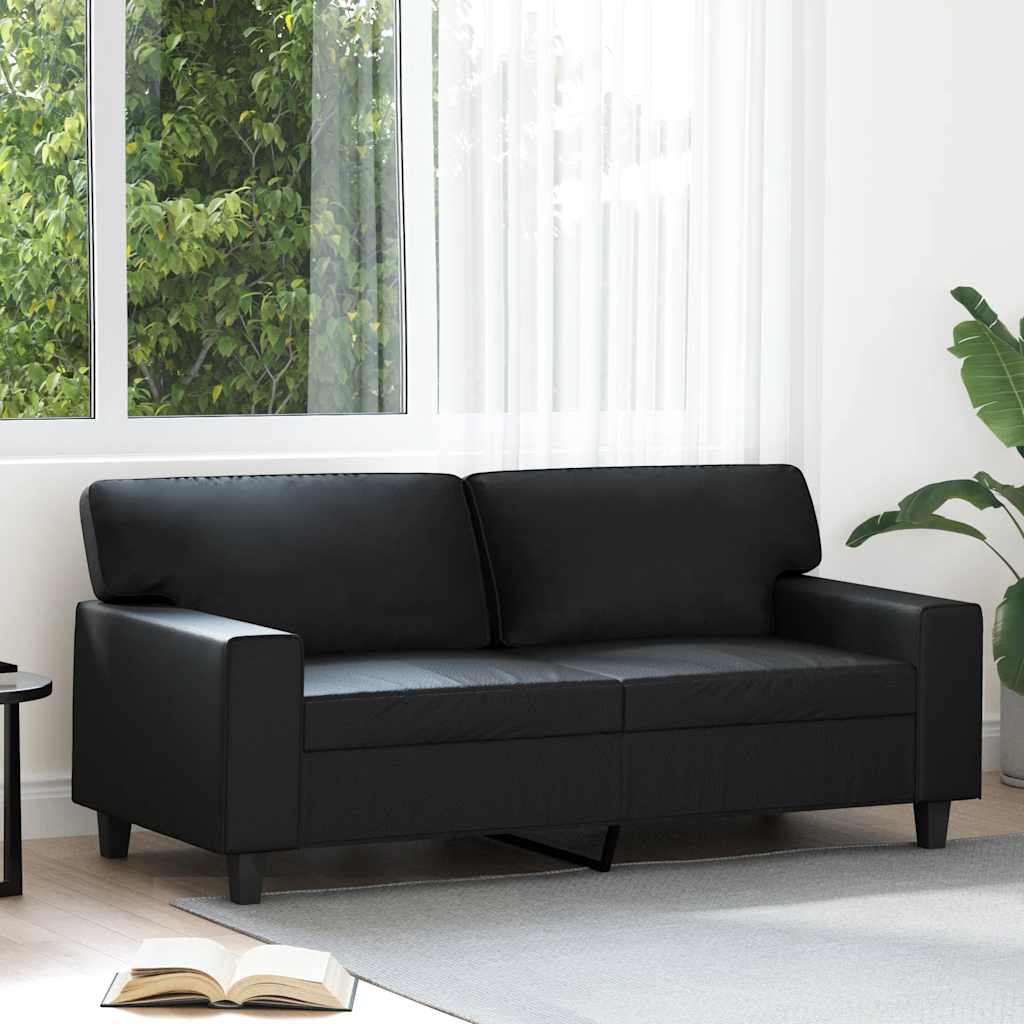 vidaXL 2-osobowa sofa, czarna, 140 cm, sztuczna skóra