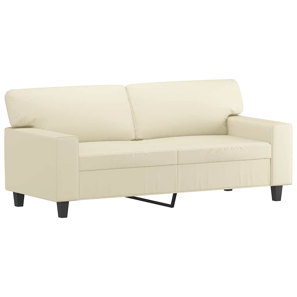 vidaXL 2-osobowa sofa, kremowy, 140 cm, sztuczna skóra