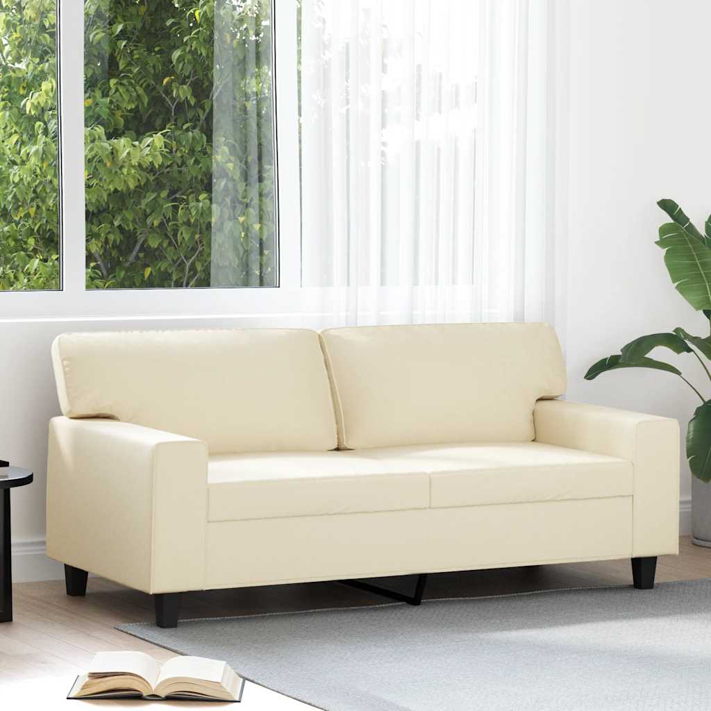 vidaXL 2-osobowa sofa, kremowy, 140 cm, sztuczna skóra