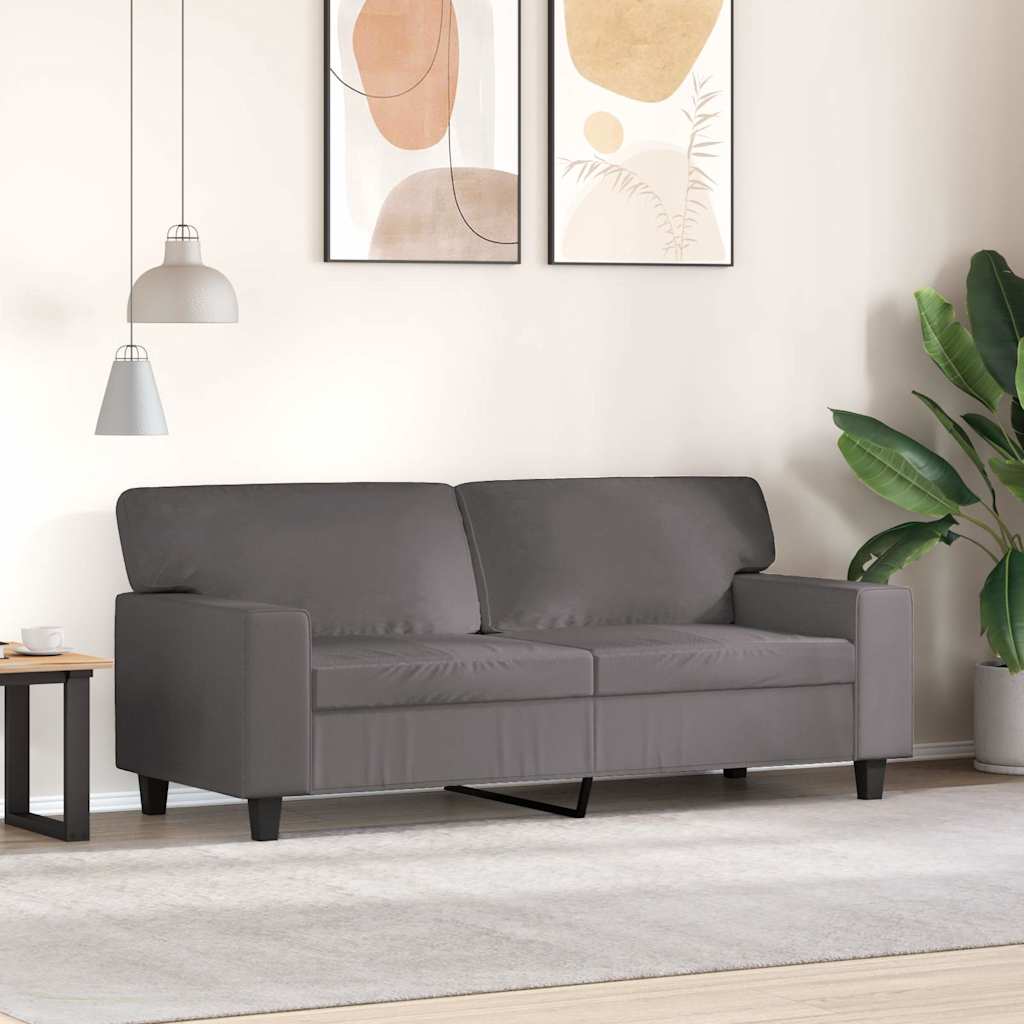 vidaXL 2-osobowa sofa, szary, 140 cm, sztuczna skóra
