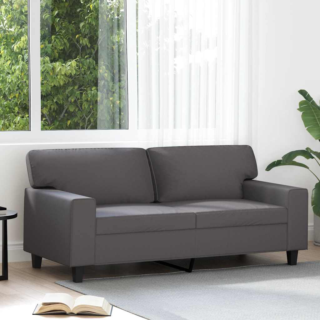 vidaXL 2-osobowa sofa, szary, 140 cm, sztuczna skóra