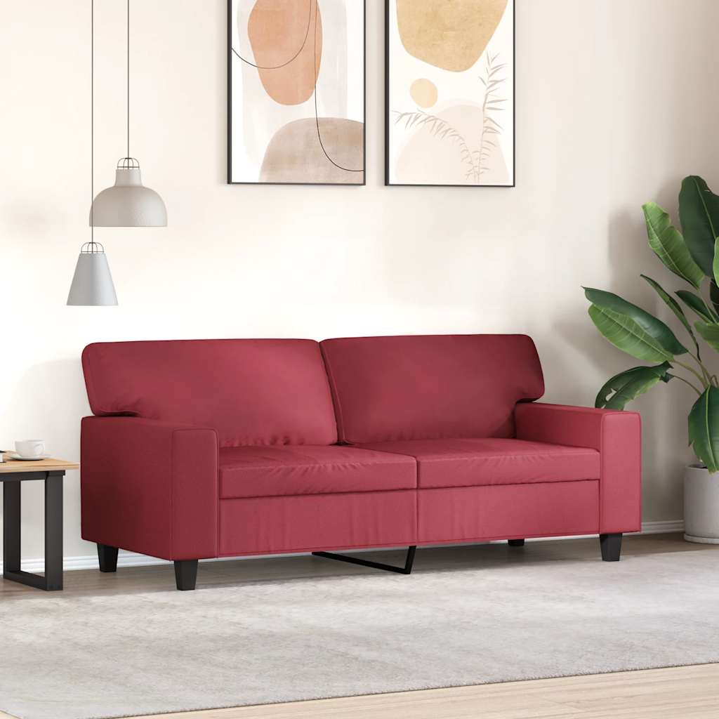 vidaXL 2-osobowa sofa, winna czerwień, 140 cm, sztuczna skóra