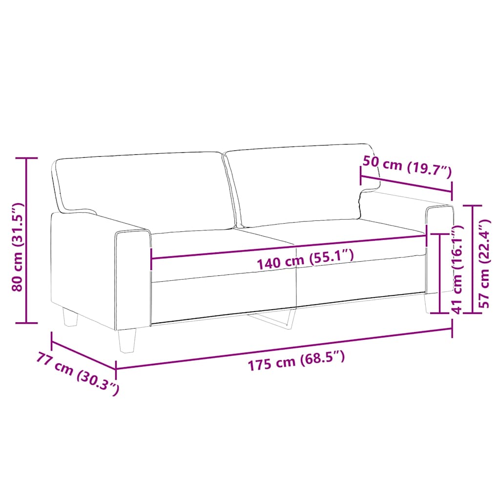 vidaXL 2-osobowa sofa, winna czerwień, 140 cm, sztuczna skóra