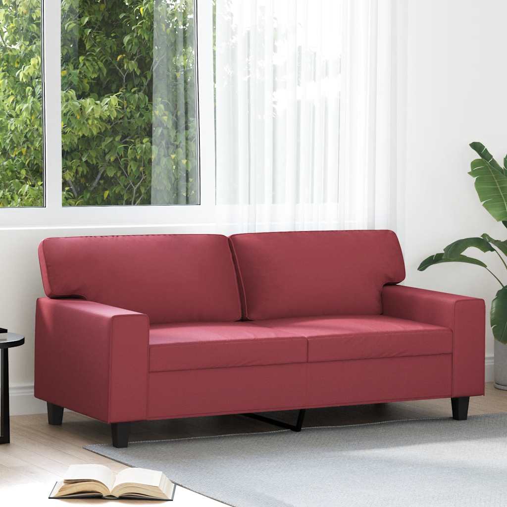 vidaXL 2-osobowa sofa, winna czerwień, 140 cm, sztuczna skóra