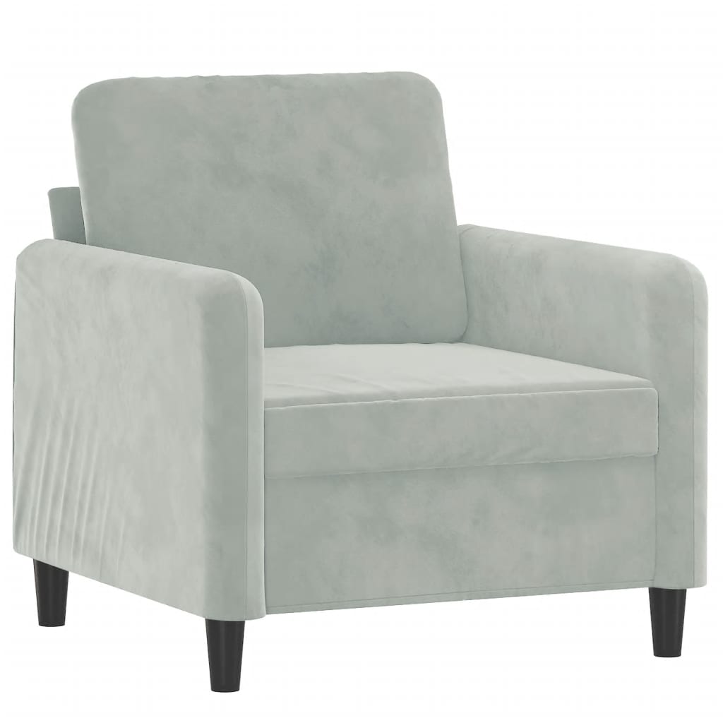 vidaXL Fotel, jasnoszary, 60 cm, obity aksamitem