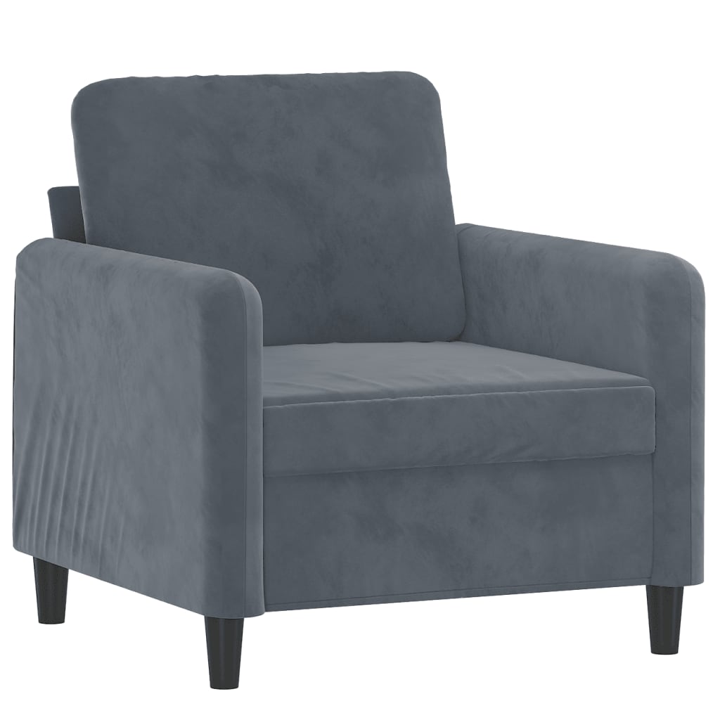 vidaXL Fotel, ciemnoszary, 60 cm, obity aksamitem
