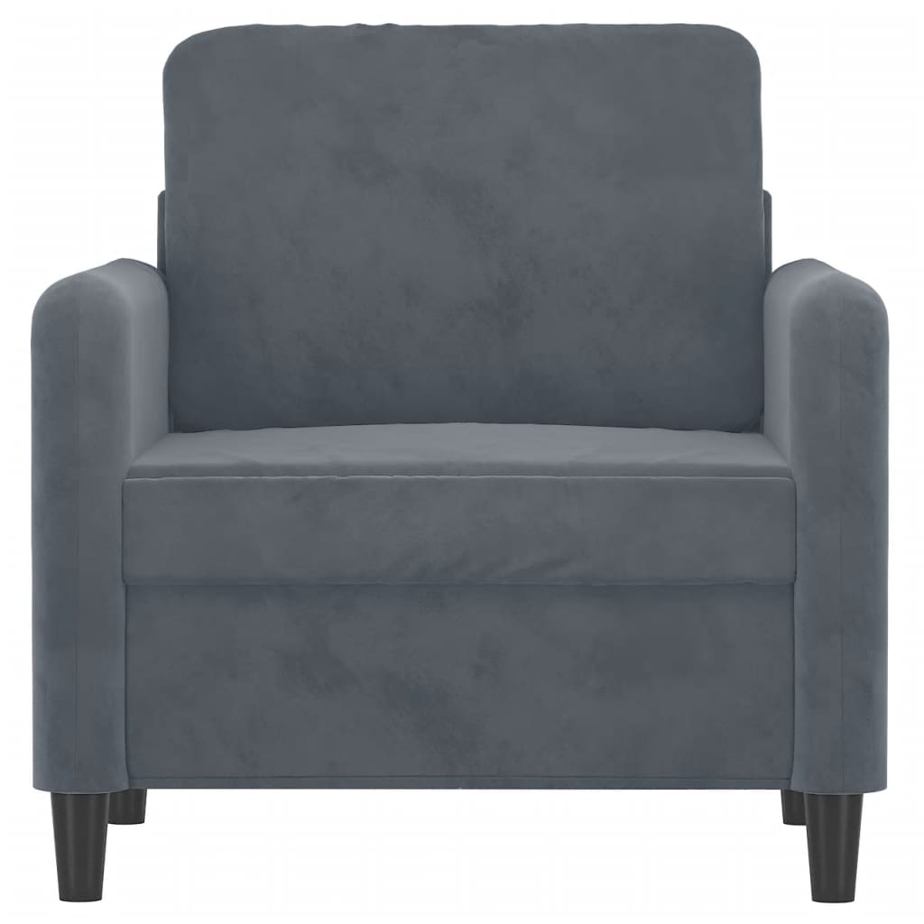 vidaXL Fotel, ciemnoszary, 60 cm, obity aksamitem
