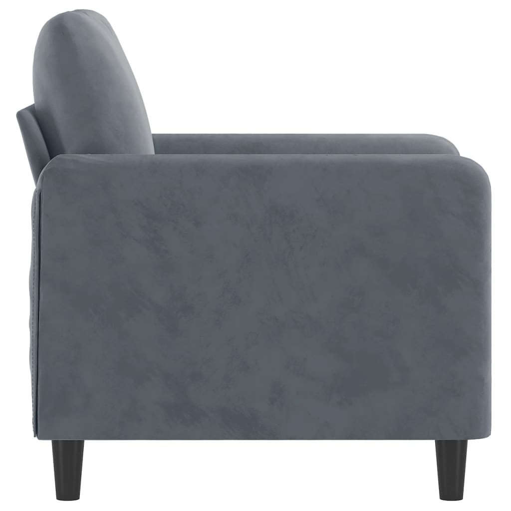 vidaXL Fotel, ciemnoszary, 60 cm, obity aksamitem