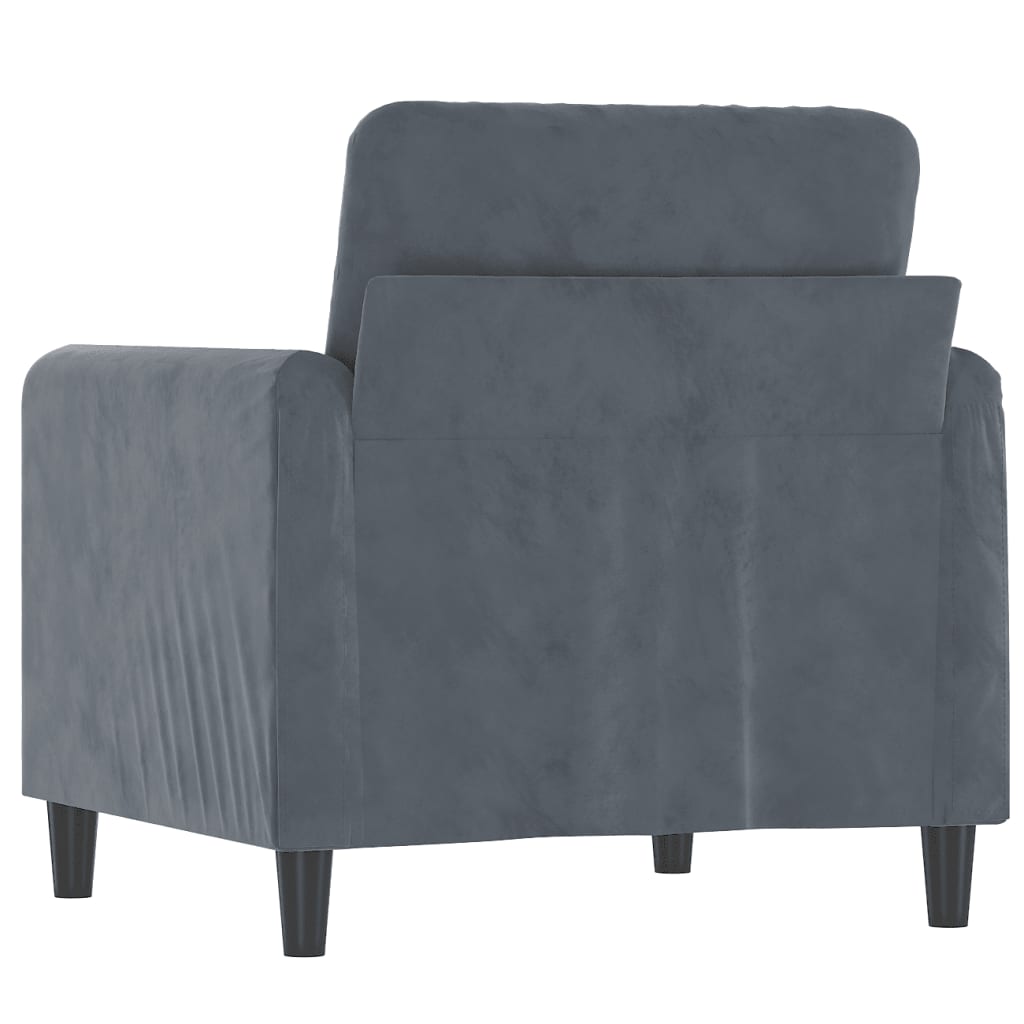 vidaXL Fotel, ciemnoszary, 60 cm, obity aksamitem
