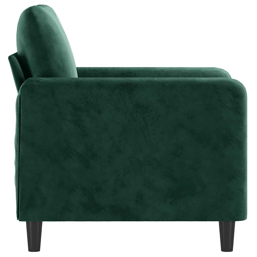 vidaXL Fotel, ciemnozielony, 60 cm, obity aksamitem