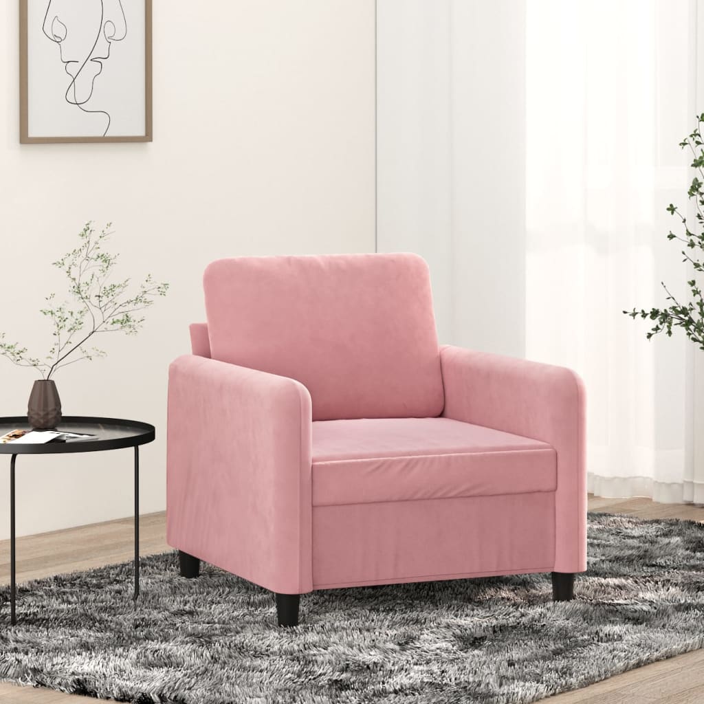 vidaXL Fotel, różowy, 60 cm, obity aksamitem